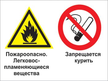 Кз 23 пожароопасно - легковоспламеняющиеся вещества. запрещается курить. (пленка, 400х300 мм) - Знаки безопасности - Комбинированные знаки безопасности - Магазин охраны труда ohranatruda-shop.ru